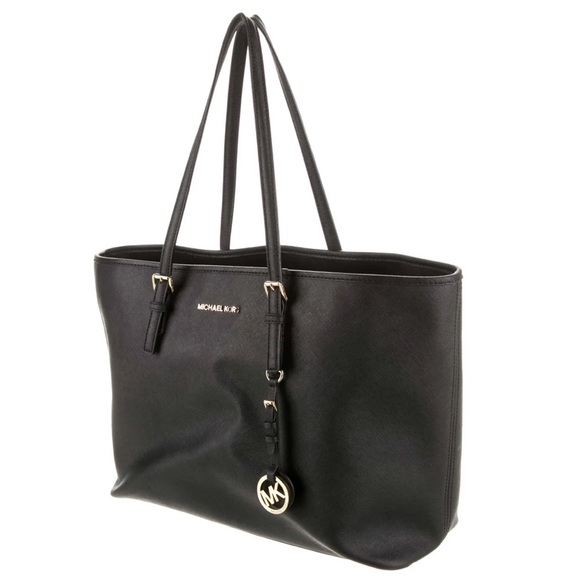 MICHAEL KORS • Saffiano Black Leather Tote Bag Purse - Picture 3 of 10